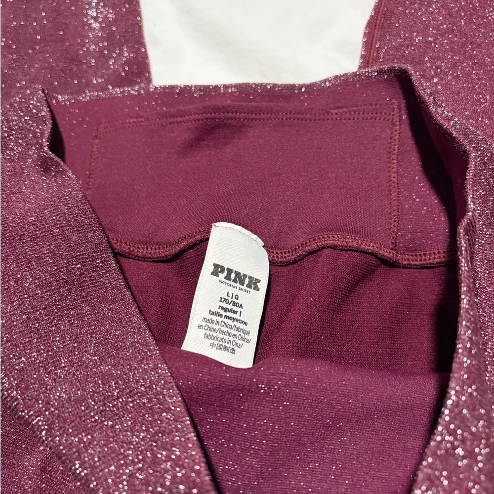 PINK Victoria's Secret Shimmering Burgundy Leggings Set - Picture 7 of 7